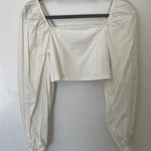 Topshop white puff sleeve crop top size 6